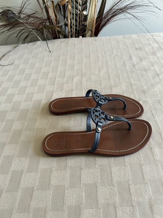 Tory Burch Mini Miller Flat Thong Sandals in Snakeskin Dark Navy main image 10